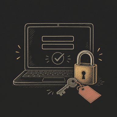 Secure sign-in screen with a lock and temporary key